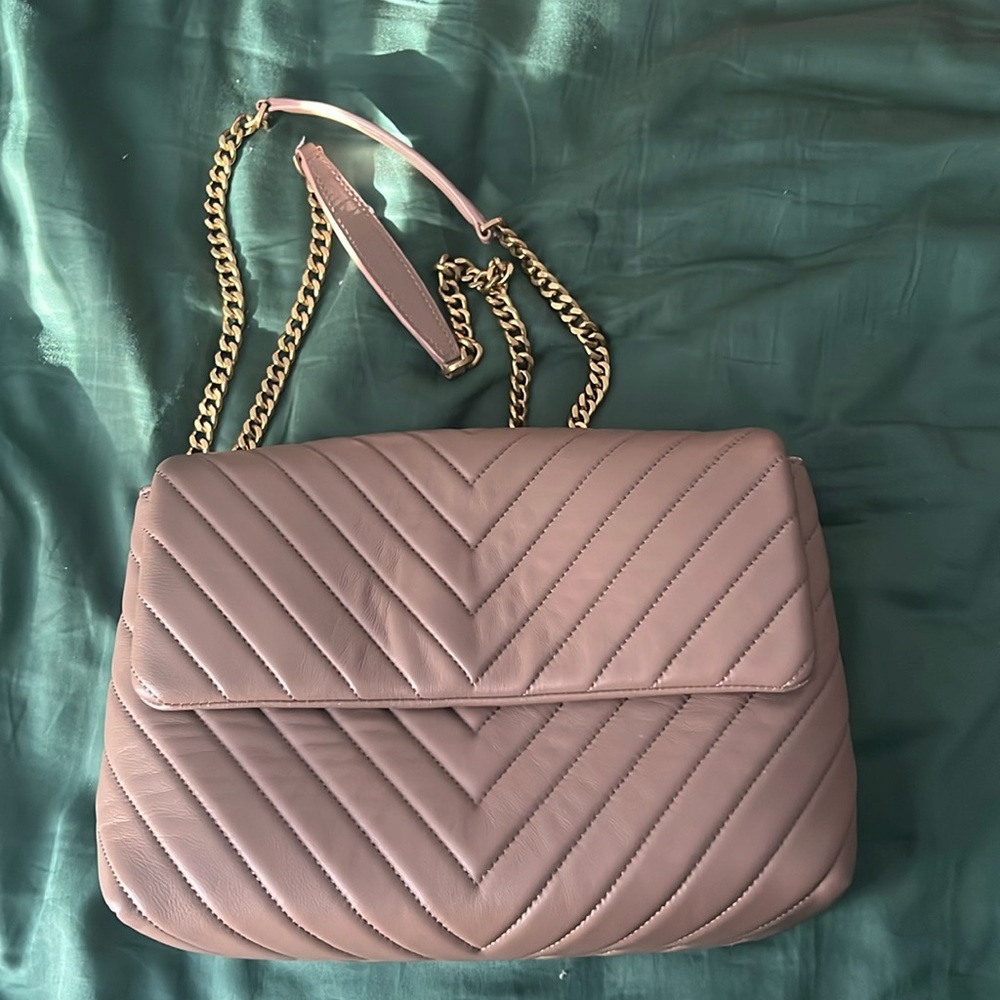 Quince Large Italian Leather Quilted Convertible Shoulder Bag, Dark Taupe
